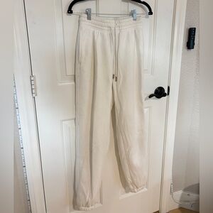 H&M White Cuffed Cotton-Blend Sweatpants